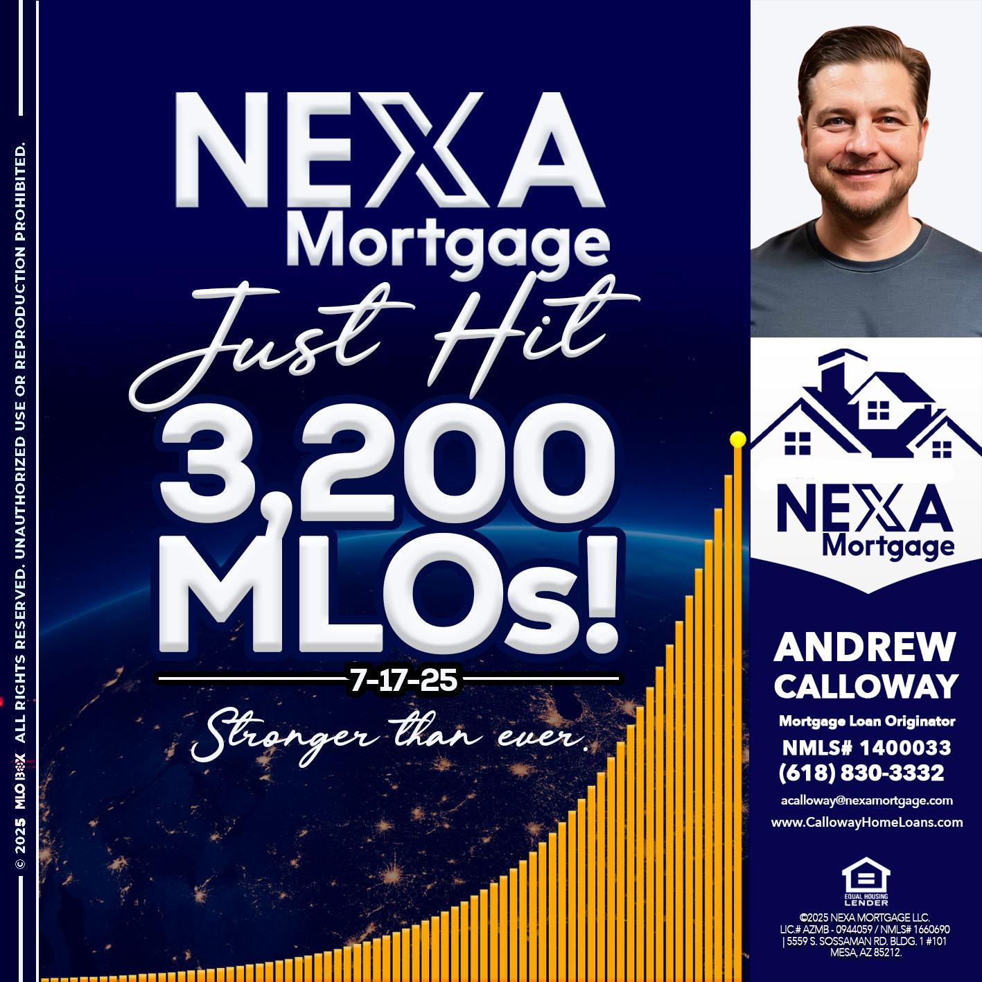 JUST HIT 3,200 MLOs - Andrew Calloway -Loan Officer