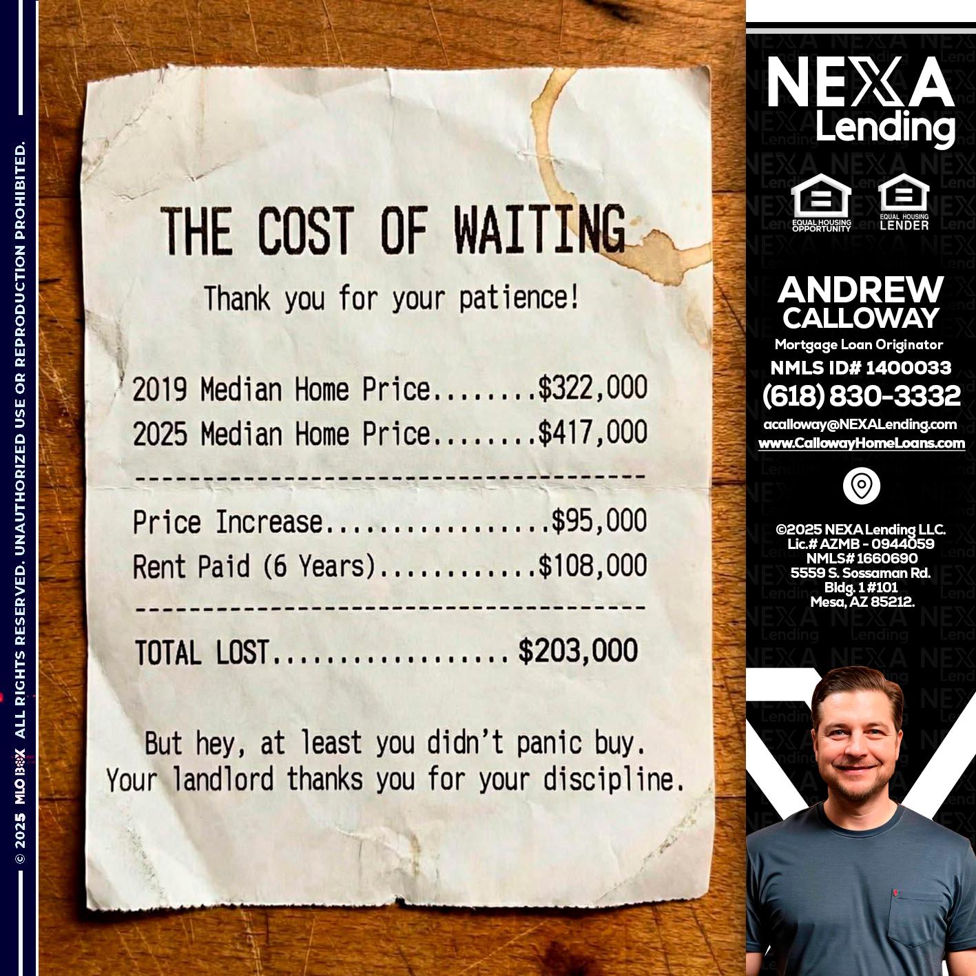 THE COST OF WAITING - Andrew Calloway -Loan Officer