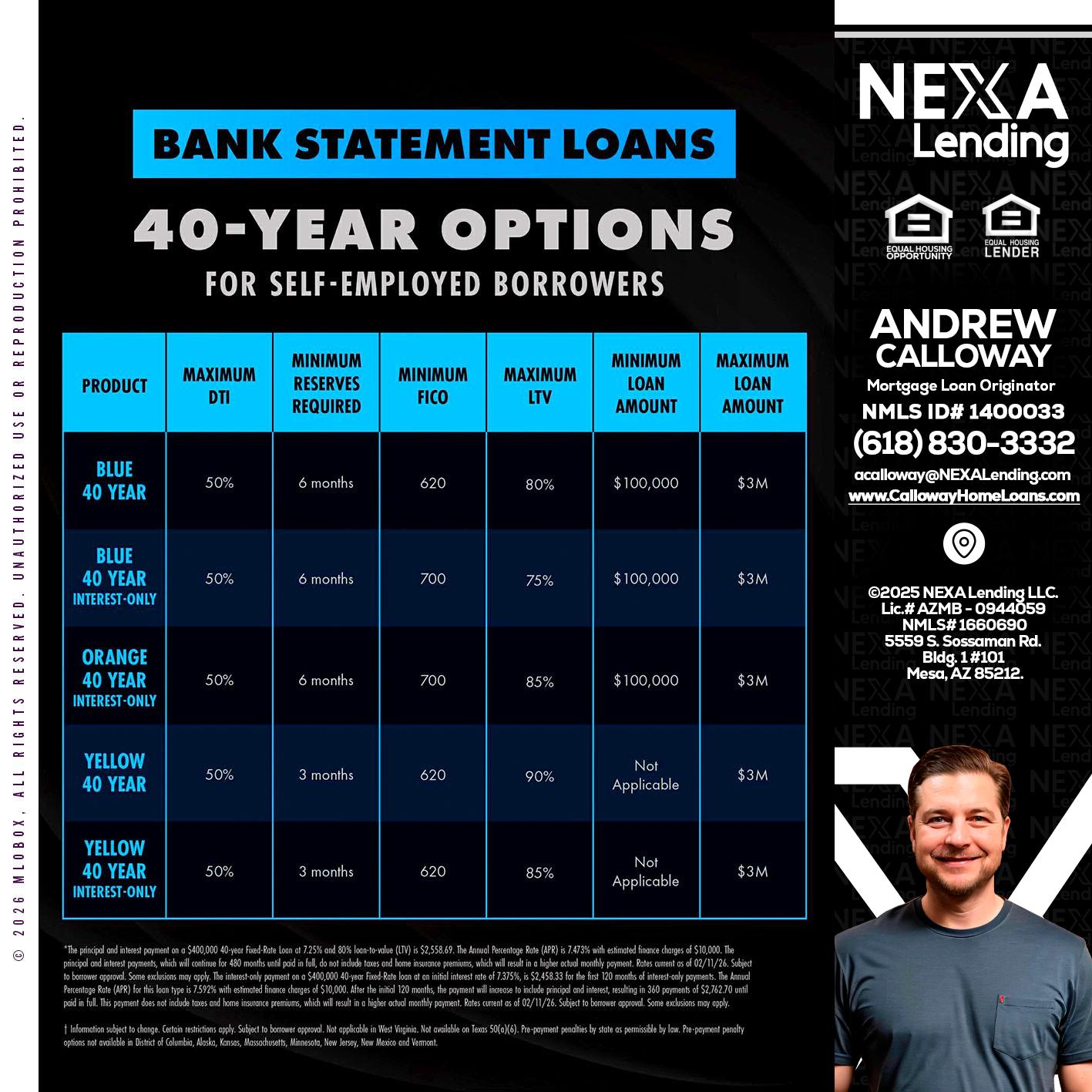 40 YR. OPTIONS - Andrew Calloway -Loan Officer