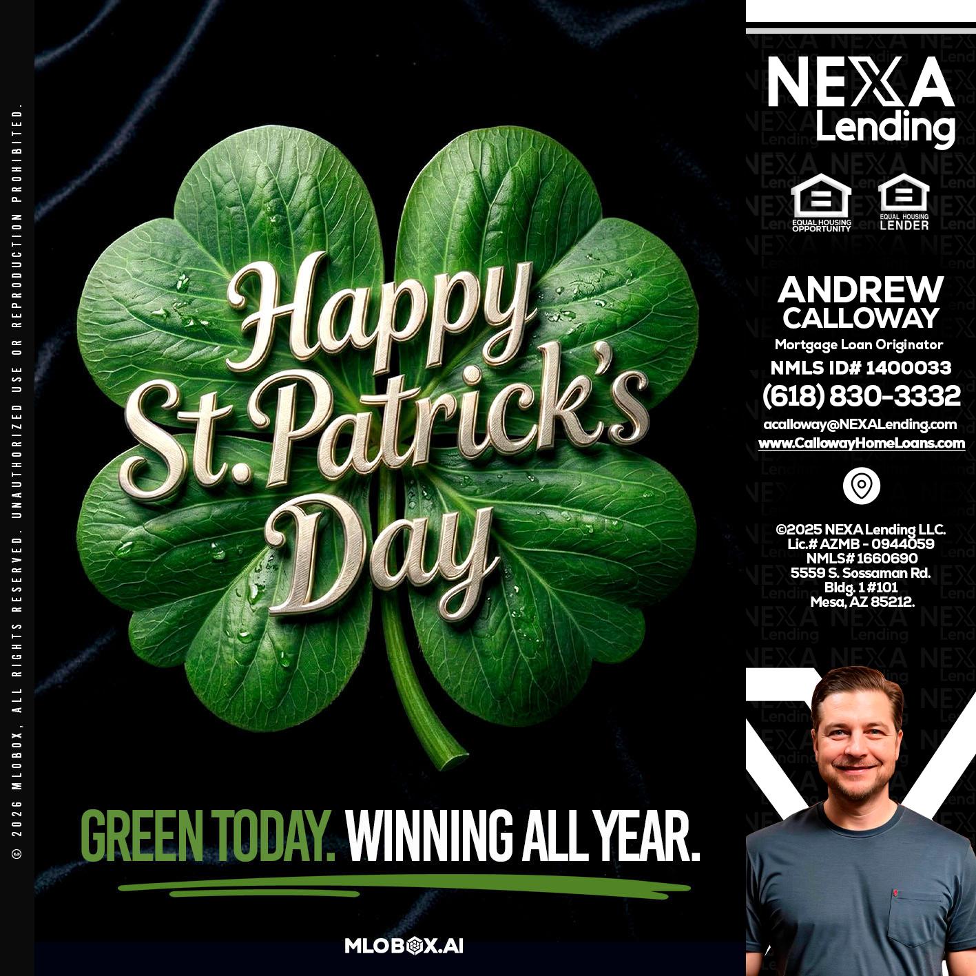 happy st. Patricks day - Andrew Calloway -Loan Officer