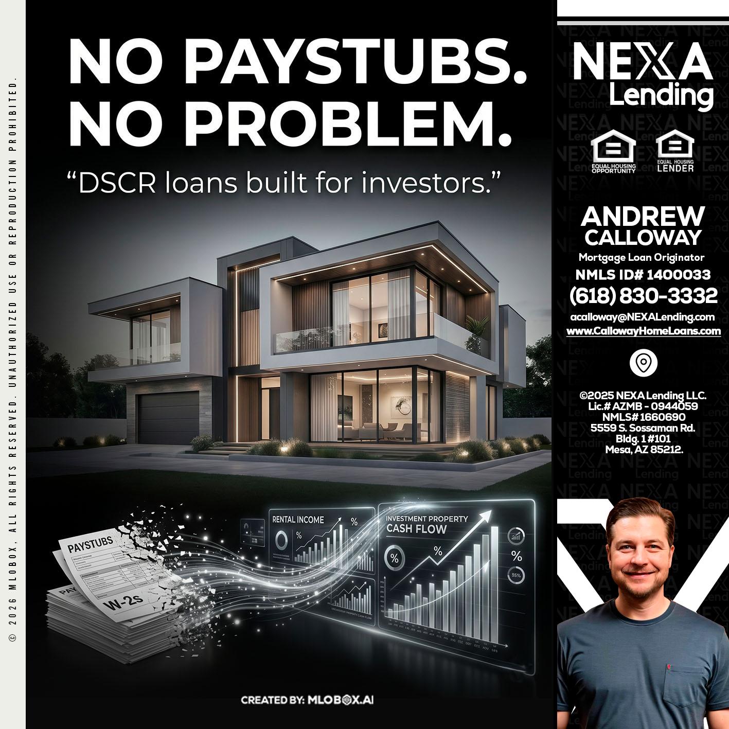 no paystub - Andrew Calloway -Loan Officer