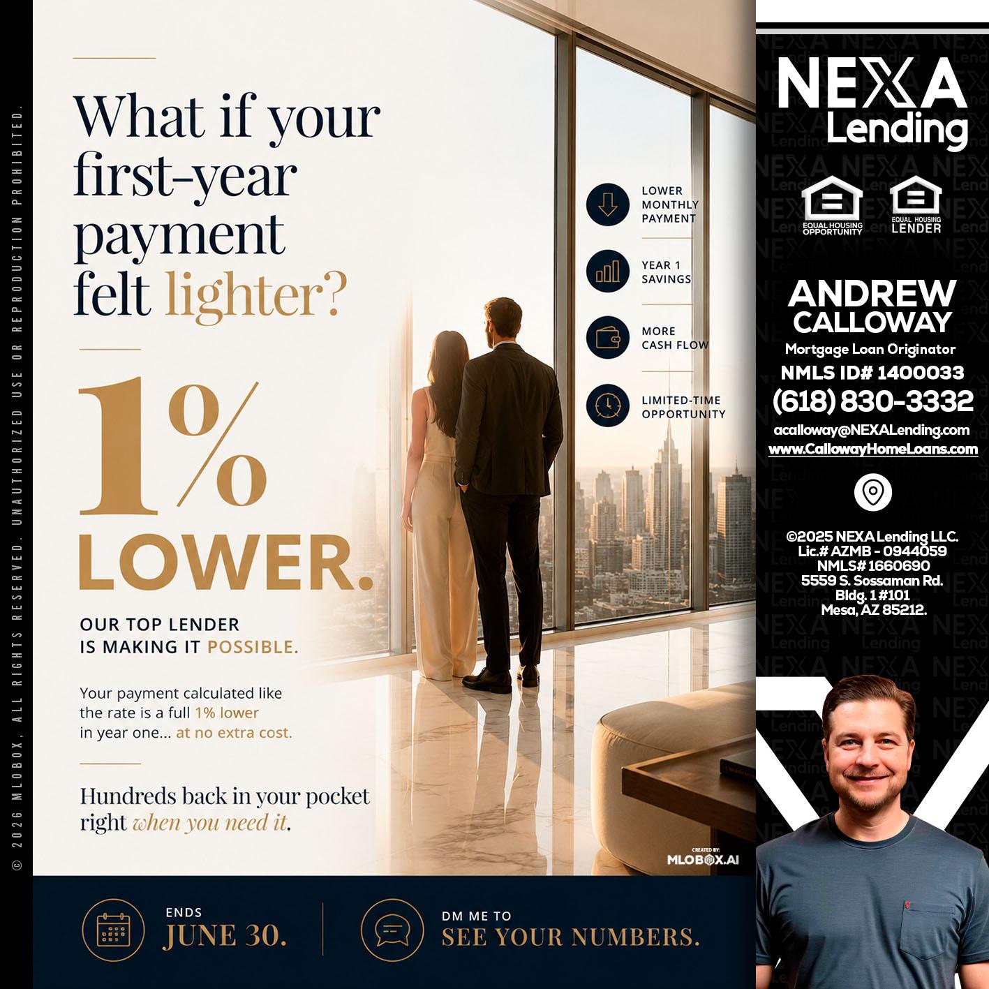 1% lower - Andrew Calloway -Loan Officer
