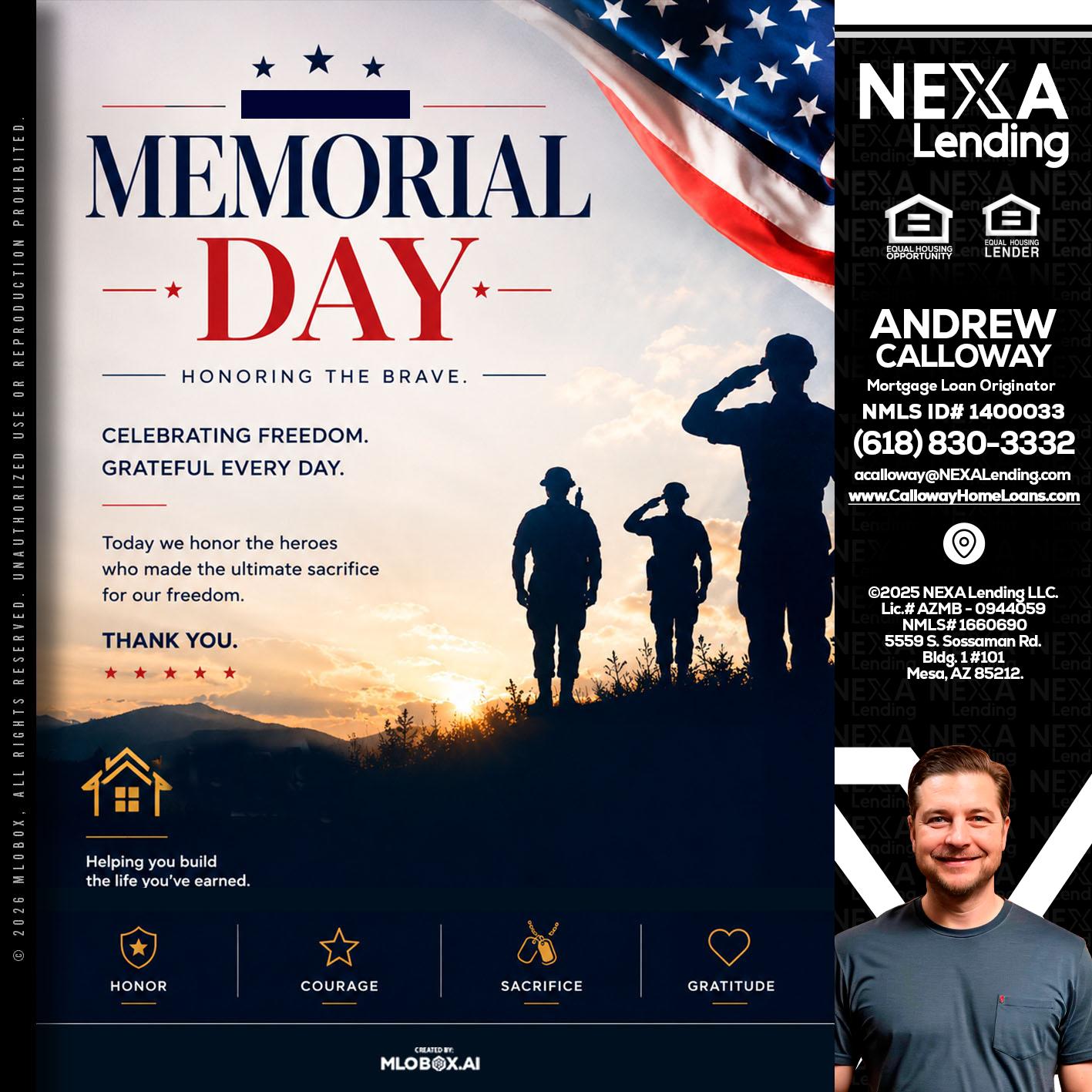 MEMORIAL DAY - Andrew Calloway -Loan Officer