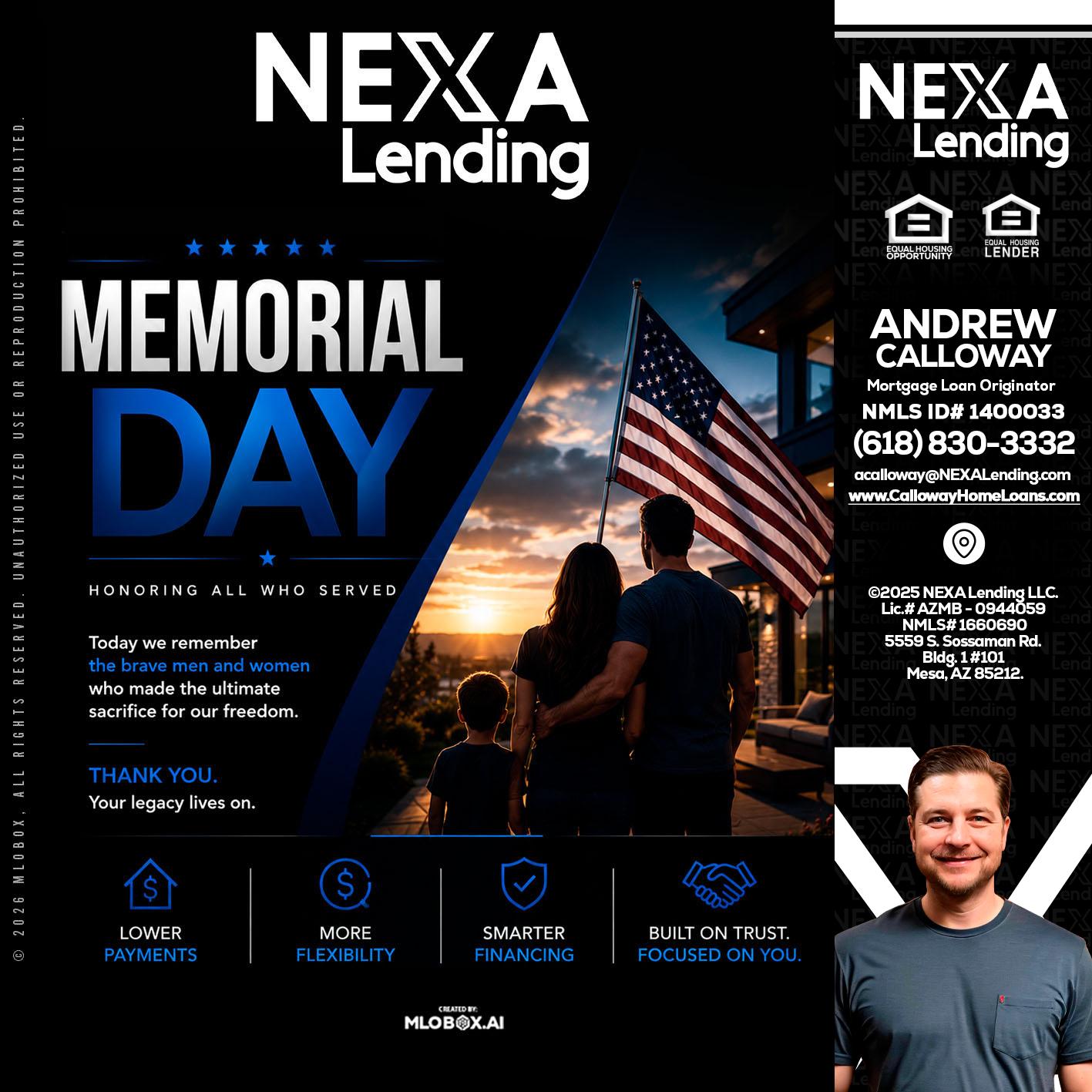 MEMORIAL DAY - Andrew Calloway -Loan Officer