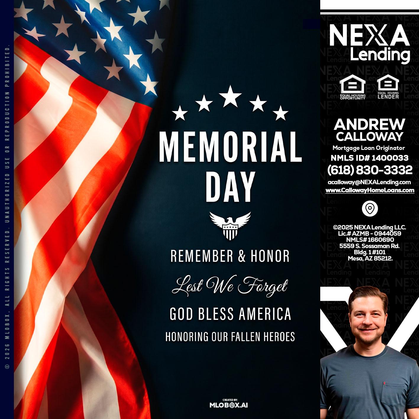 MEMORIAL DAY - Andrew Calloway -Loan Officer